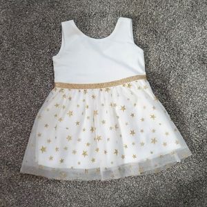 The Childrens Place Toddler Girls Glitter Star Knit Tulle Woven Holiday Dress 2T